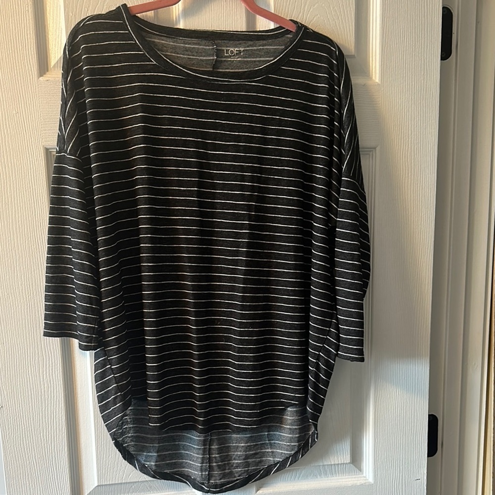 LOFT Black and White Striped Women's Top